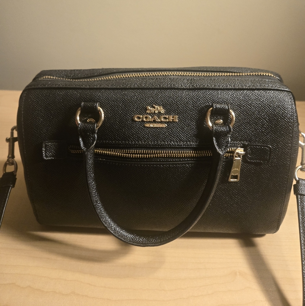 Coach Black Leather Handbag and FREE Jessica Simpson Croc Embossed Shoulder Bag